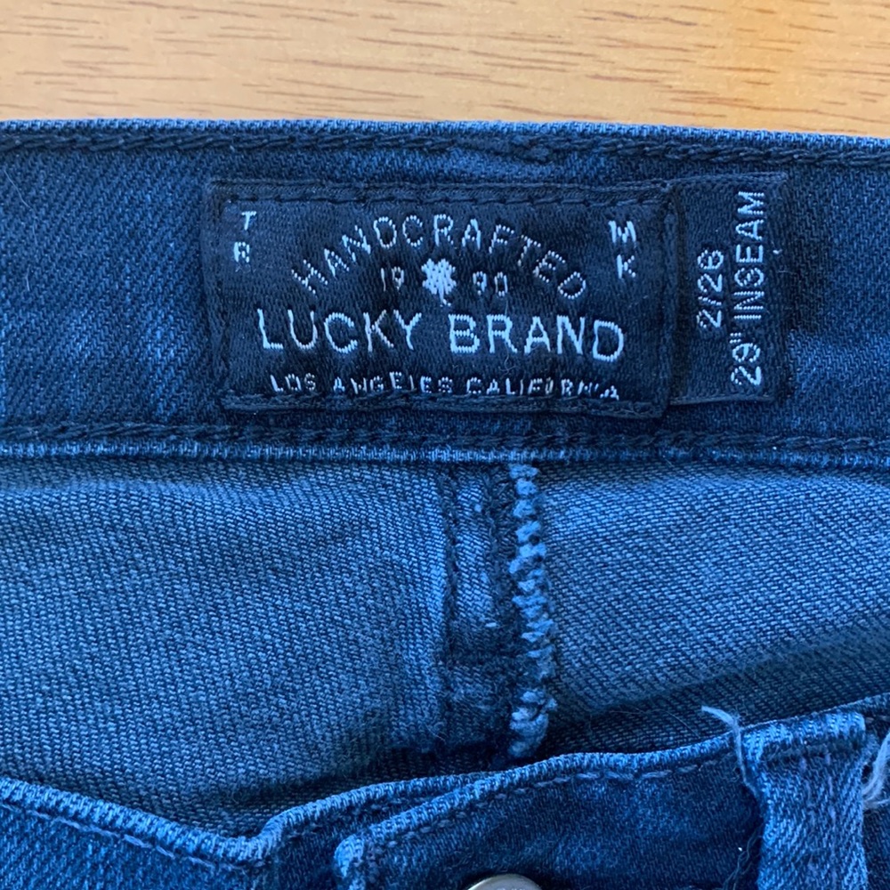 Dark wash skinny Jean.